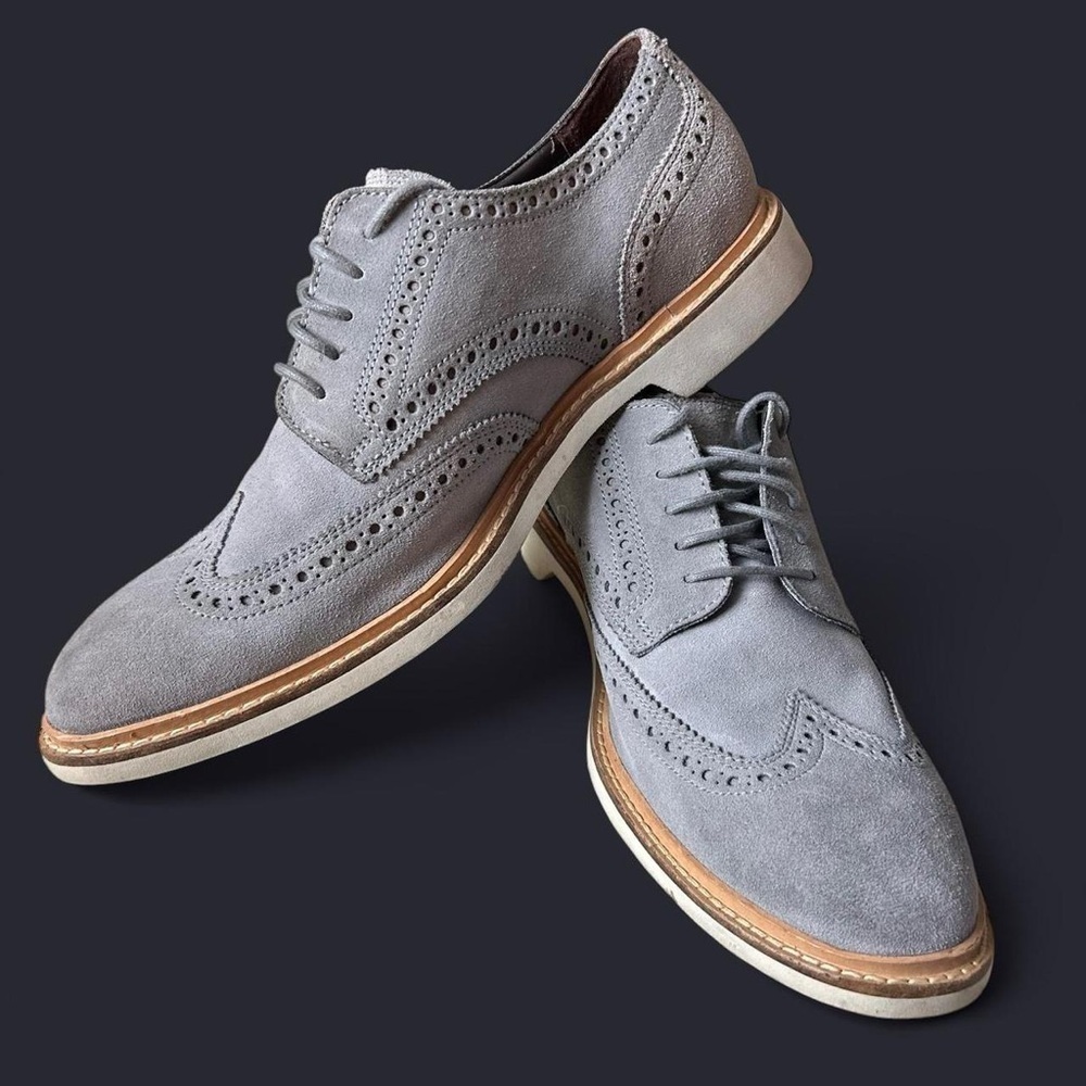 Cole Haan Men’s Grand Wingtip Oxfords – Grey, Men’s 10